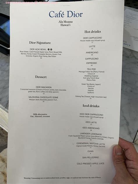 dior cafe menu|cafe dior prices.